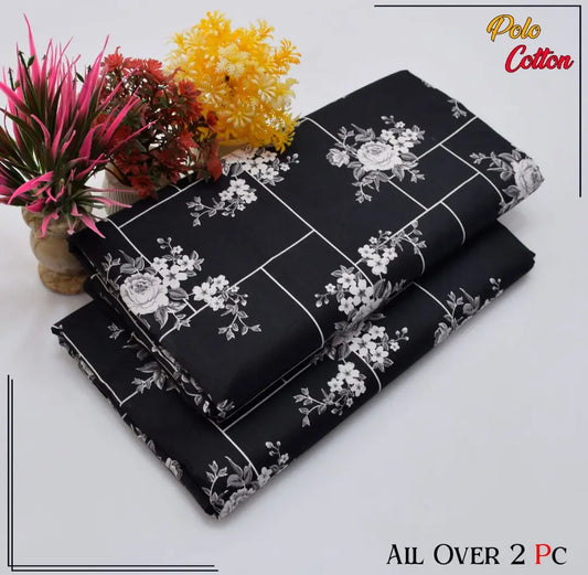 2 Pcs Women's Unstitched 3-D Block Printed Suit