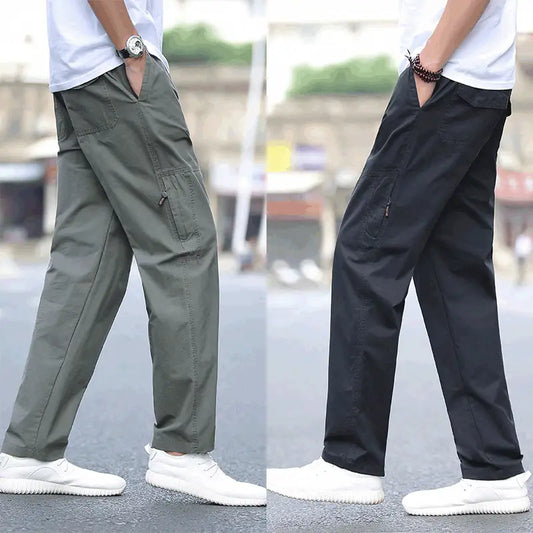 Spring and Summer New Men's Casual Pants Men's Pants Extra Large Size Overalls Cotton Loose Straight Sports Long Pants