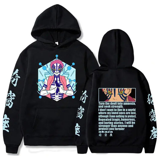 Men Demon Slayer Hoodie Black Anime Casual Sweatshirt