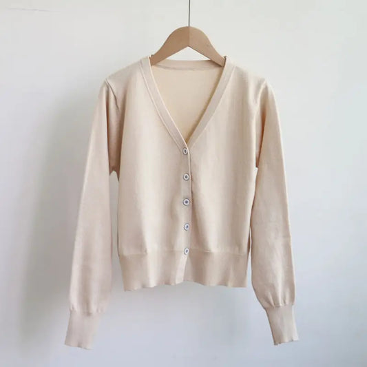 Women V-Neck Knit Cardigan Autumn Multi Color