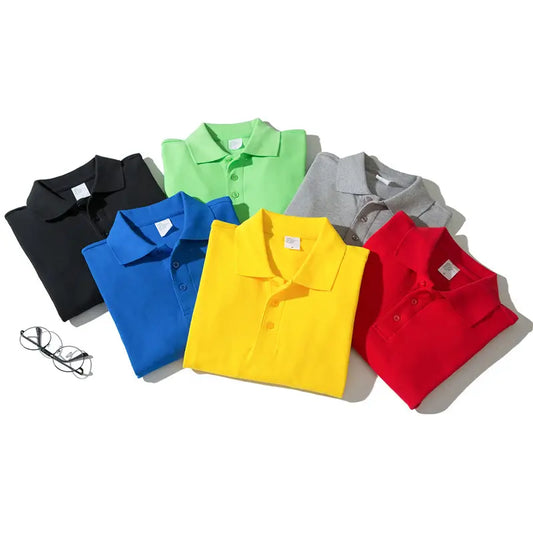 Men's Long Sleeve Cotton Polo Shirt Navy Loose Fit Autumn