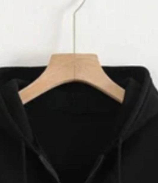 Black Fleece Zip Hoodie for Men Women Winter Warm Daily Wear