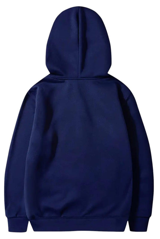 Men Navy Blue Hoodie Cotton Hooded Sweatshirt
