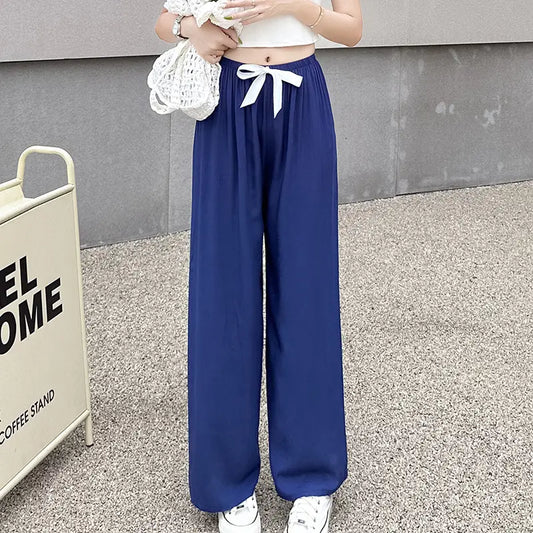 Women Black Wide Leg Pajama Pants Plus Size Summer Casual