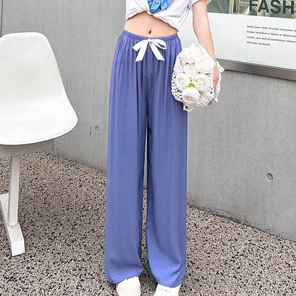 Women Black Wide Leg Pajama Pants Plus Size Summer Casual