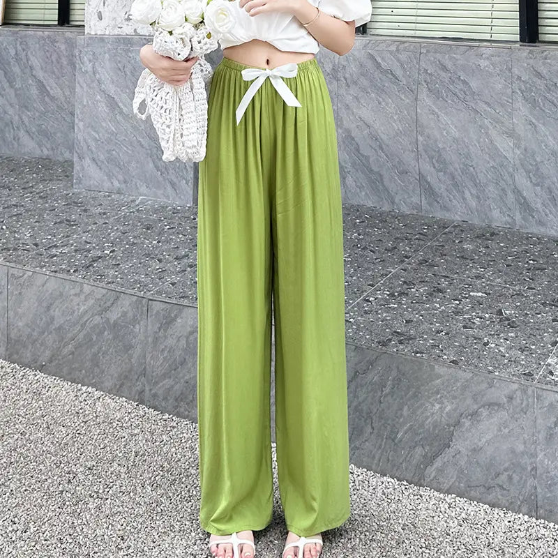 Women Black Wide Leg Pajama Pants Plus Size Summer Casual