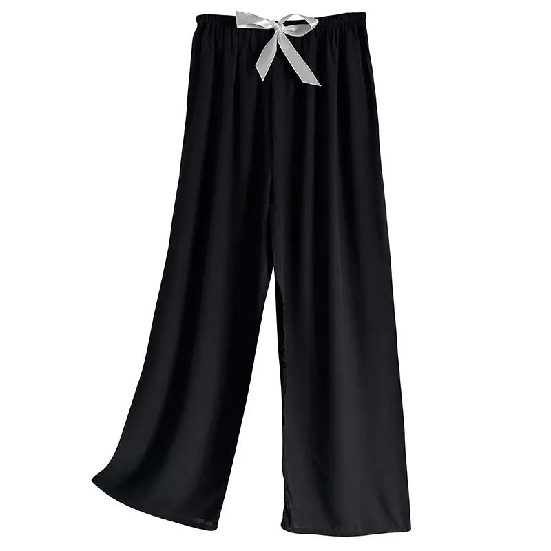 Women Black Wide Leg Pajama Pants Plus Size Summer Casual
