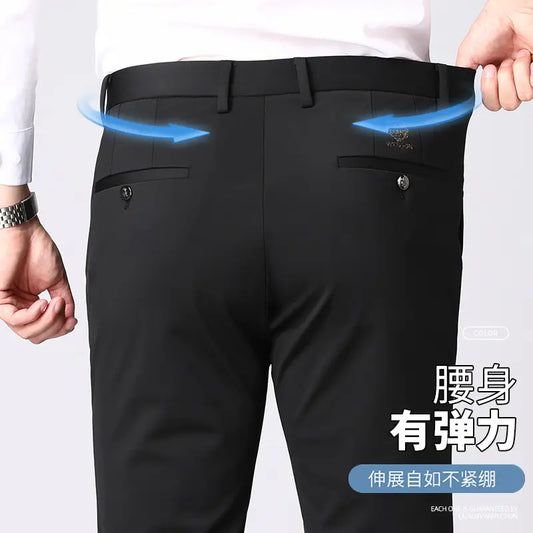 Men Four-Sided Stretch Formal Pants Black