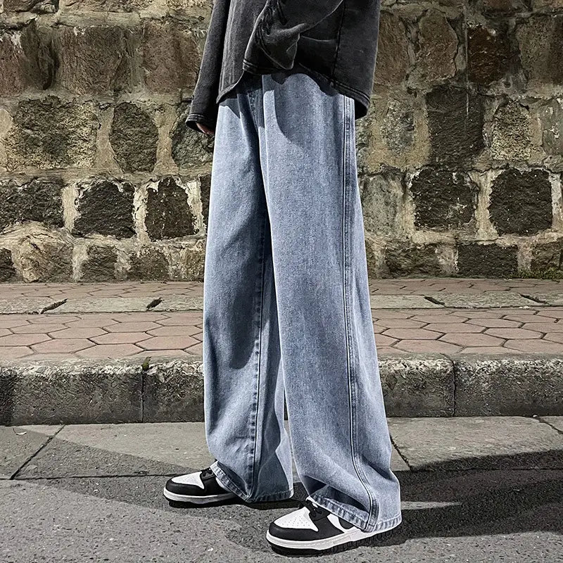 Men Gray Loose Fit Dad Pants Plus Size