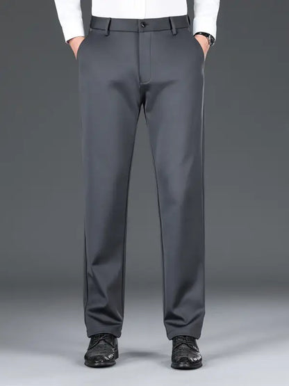 Men Knitted Stretch Business Pants Black Autumn