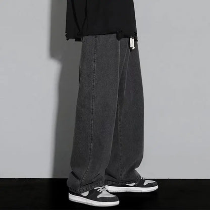 Men Dark Gray Fleece Lined Loose Pants Winter