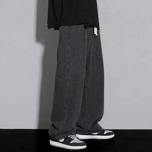 Men Dark Gray Fleece Lined Loose Pants Winter