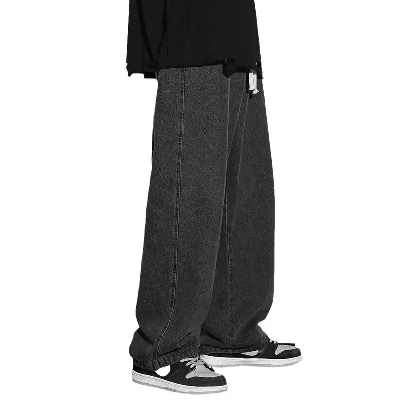 Men Dark Gray Fleece Lined Loose Pants Winter