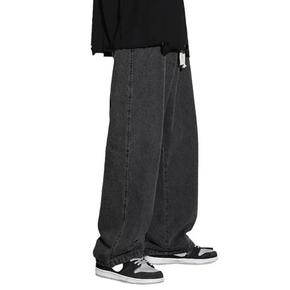 Men Dark Gray Fleece Lined Loose Pants Winter