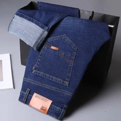 Men's Plus Size Stretch Denim Trousers Blue Loose Fit