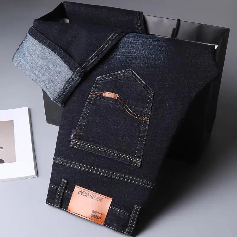Men's Plus Size Stretch Denim Trousers Blue Loose Fit