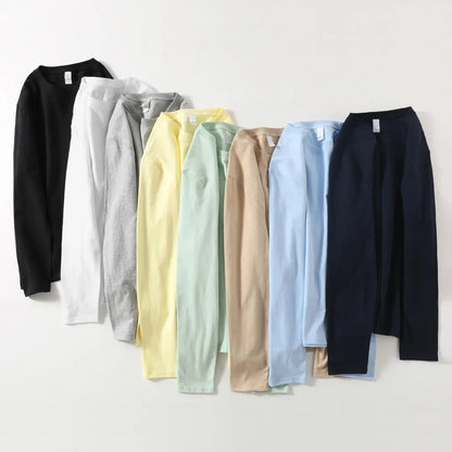Men Heavy Cotton Long Sleeve T-Shirt White Autumn Winter Loose Fit