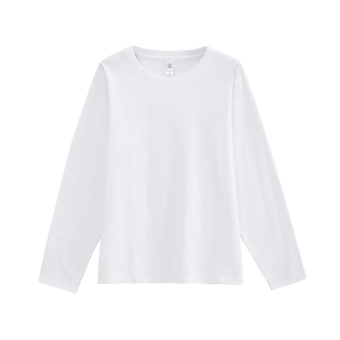 Men Heavy Cotton Long Sleeve T-Shirt White Autumn Winter Loose Fit
