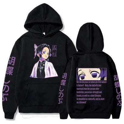 Men Demon Slayer Hoodie Black Anime Casual Sweatshirt