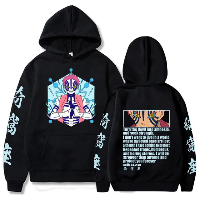 Men Demon Slayer Hoodie Black Anime Casual Sweatshirt