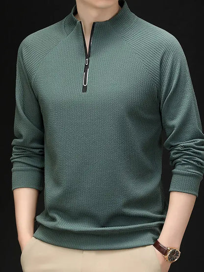 Men Long Sleeve T-Shirt Brick Red Autumn Casual