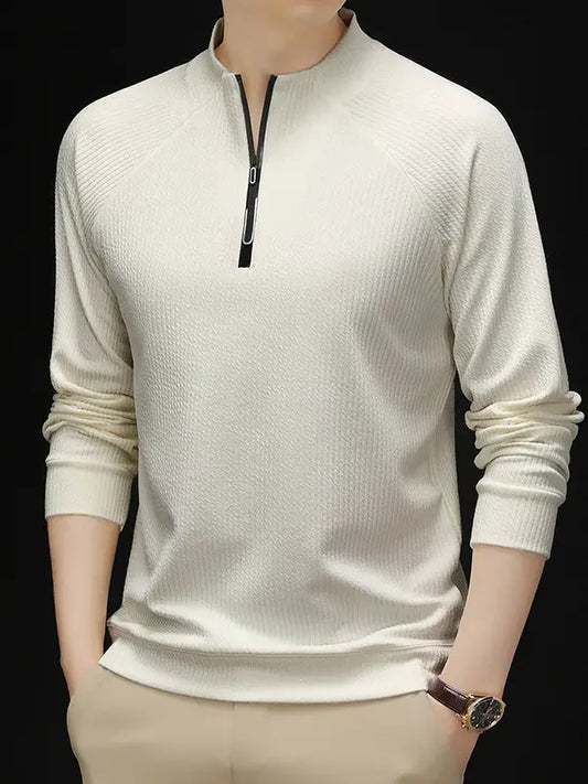 Men Long Sleeve T-Shirt Brick Red Autumn Casual