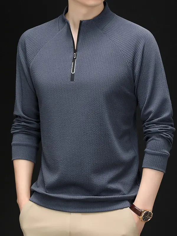 Men Long Sleeve T-Shirt Brick Red Autumn Casual
