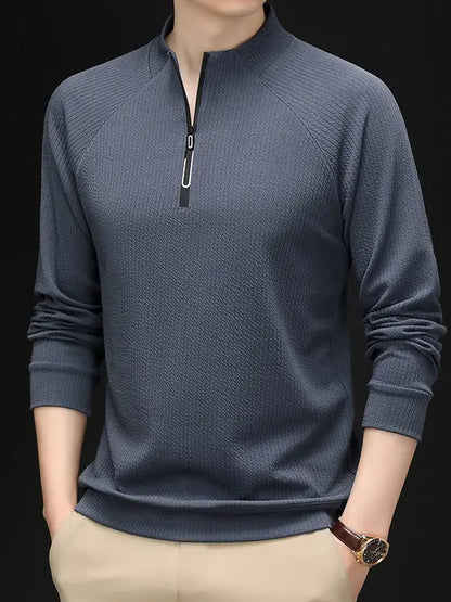 Men Long Sleeve T-Shirt Brick Red Autumn Casual