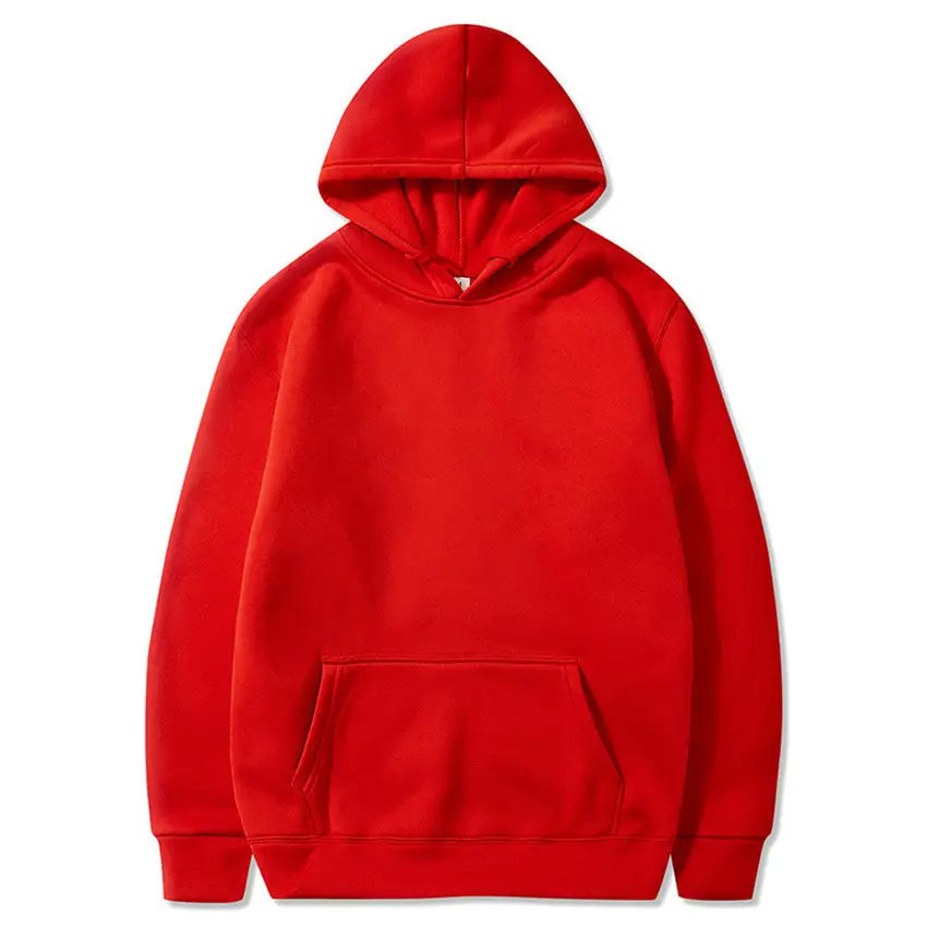 Men Red Fleece Hoodie Winter Plus Size
