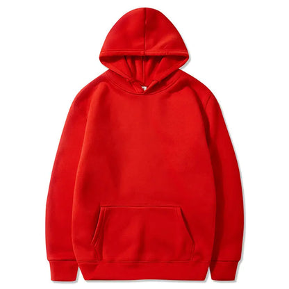 Men Red Fleece Hoodie Winter Plus Size