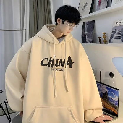 Men Oversize Hoodie China Aesthetic Autumn