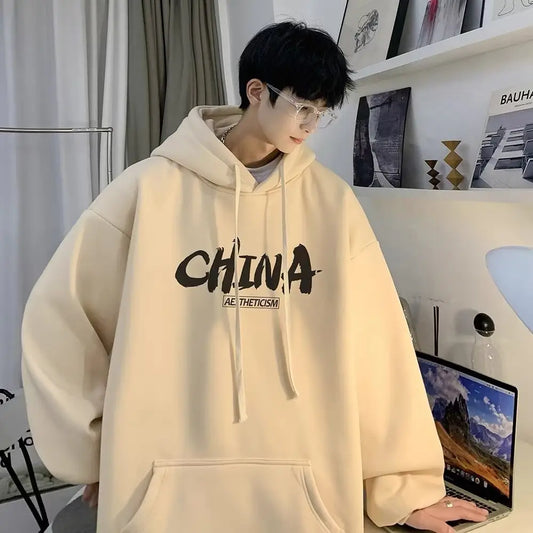 Men Oversize Hoodie China Aesthetic Autumn