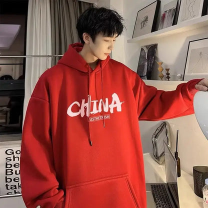 Men Oversize Hoodie China Aesthetic Autumn