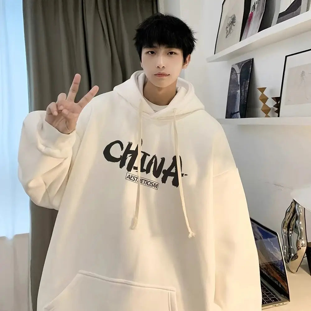 Men Oversize Hoodie China Aesthetic Autumn