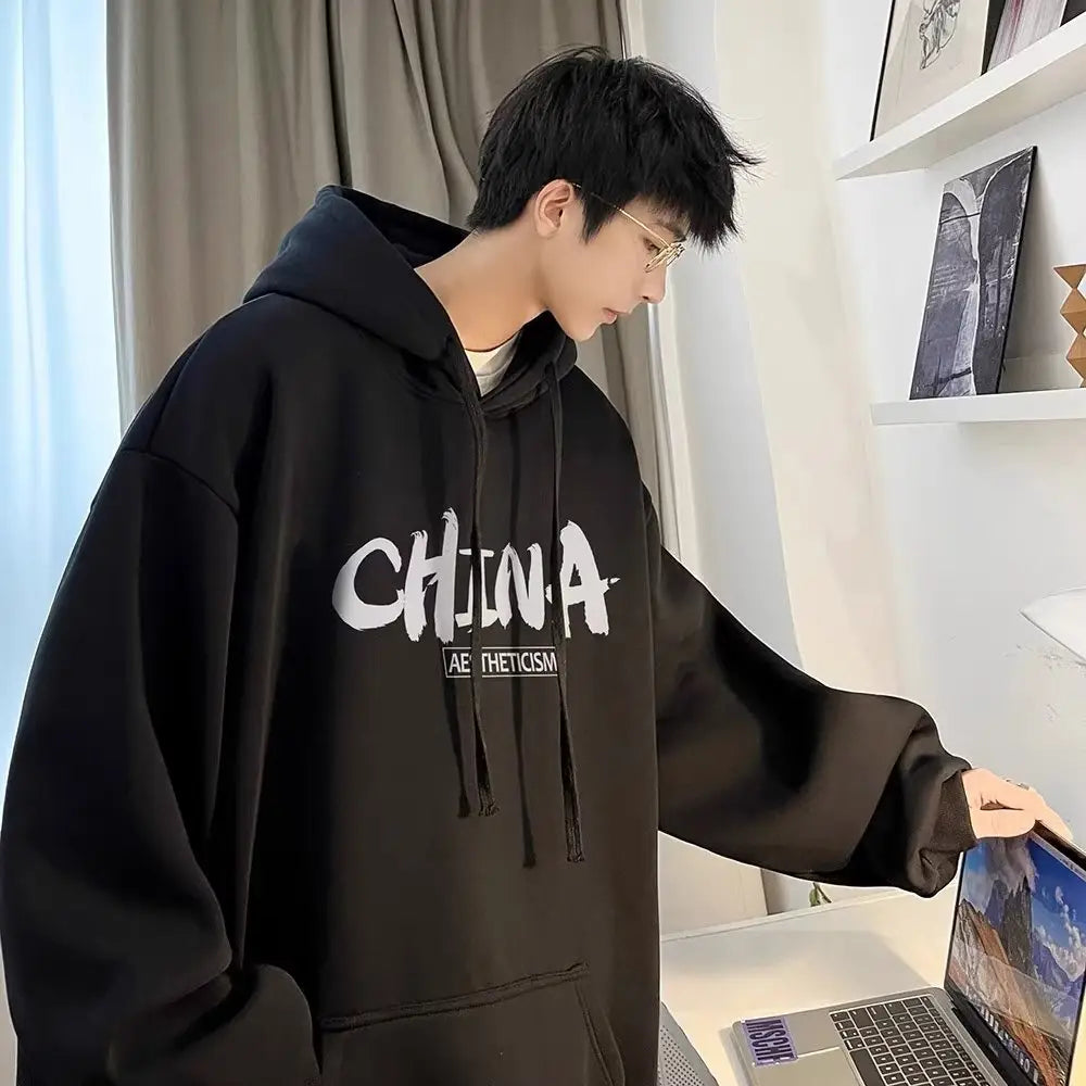 Men Oversize Hoodie China Aesthetic Autumn