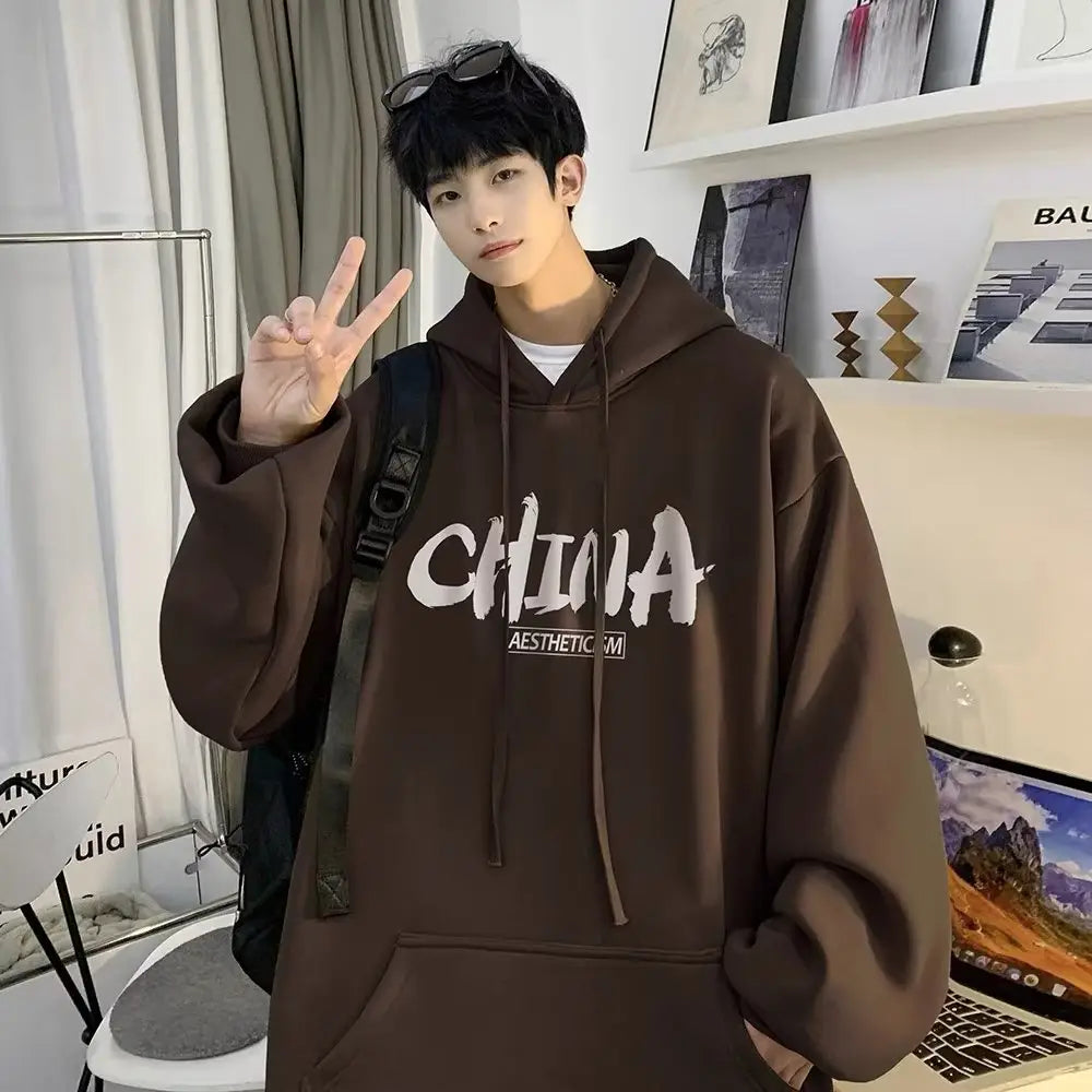 Men Oversize Hoodie China Aesthetic Autumn