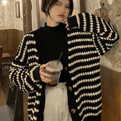 Chanel Style Striped Knit Cardigan Women Autumn