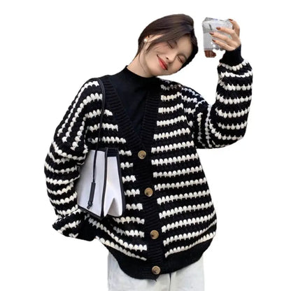 Chanel Style Striped Knit Cardigan Women Autumn