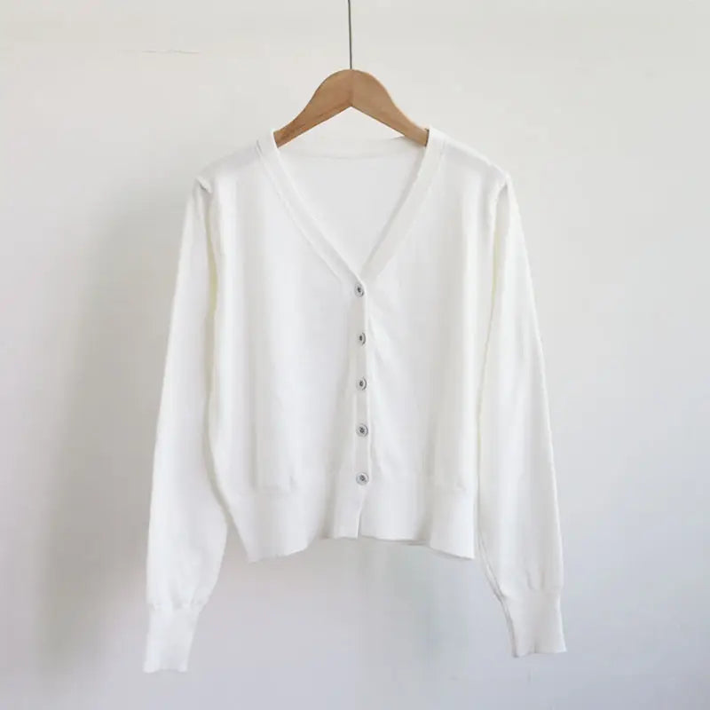 Women V-Neck Knit Cardigan Autumn Multi Color