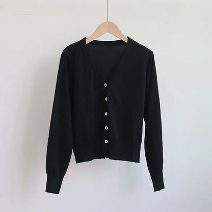 Women V-Neck Knit Cardigan Autumn Multi Color