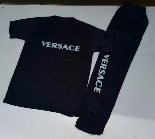 Men Micro Interlock Versace Track Suit Black