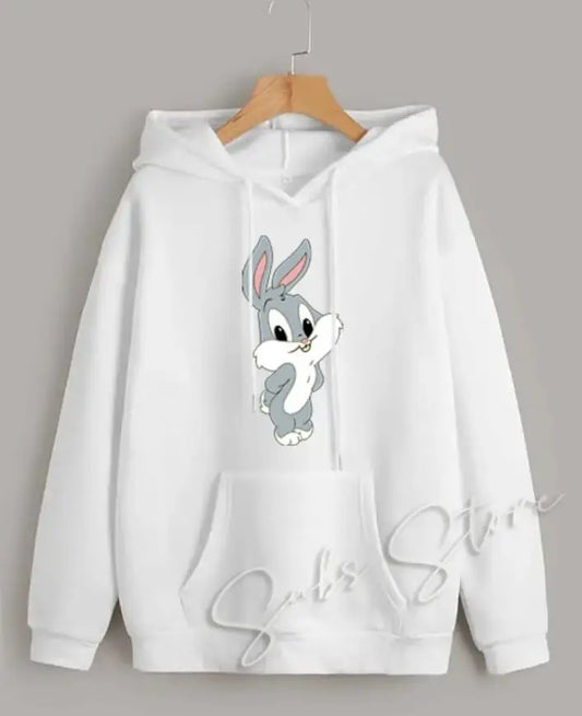 1 Pc Women's Stitched Fleece Printed Pullover Hoodie