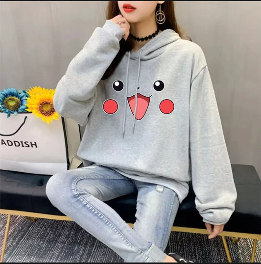 1 Pc Women's Stitched Fleece Printed Pullover Hoodie