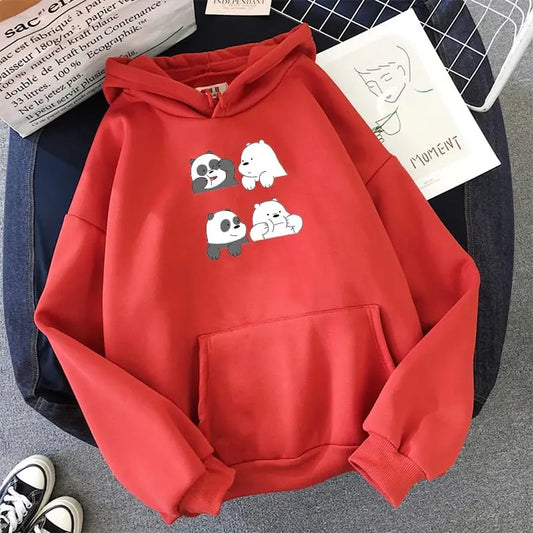 1 Pc Women's Stitched Fleece Printed Pullover Hoodie