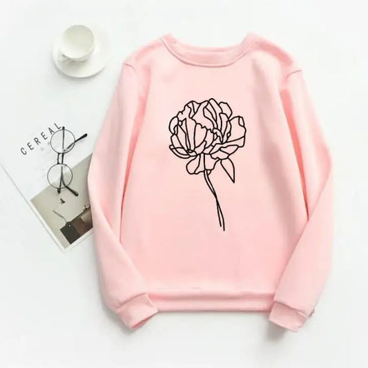 1 Pc Women's Stitched Fleece Printed Sweat Shirt