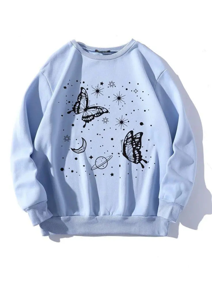 1 Pc Women's Stitched Fleece Printed Sweat Shirt