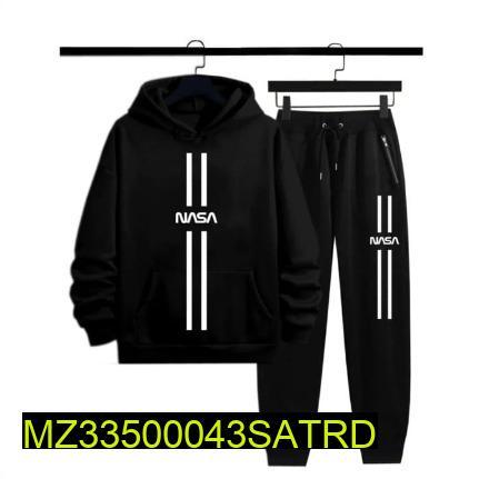 Men's Black NASA Track Suit with Fleece & Drawstring Pants