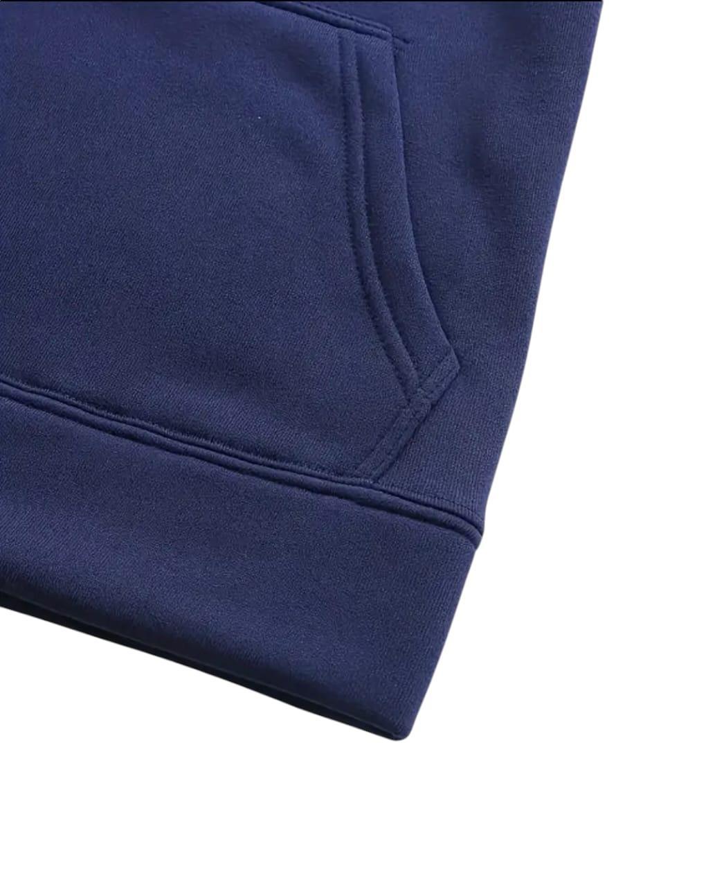 Men Navy Blue Hoodie Cotton Hooded Sweatshirt